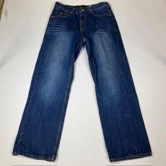 Rocawear Jeans Mens W32 Blue Denim Regular Fit Embroidered Pockets Casual Y2K - Picture 1 of 9